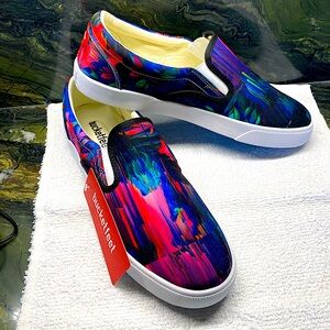 Bucketfeet Artisan Sneakers Slip On Watercolor Print New